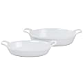 Martha Stewart Steel Stoneware Oval Baker Set, White