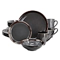 Gibson Elite Priya 16-Piece Stoneware Reactive Glaze Dinnerware Set, Gray 1 thumbnail image