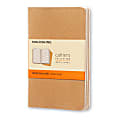 Moleskine Cahier Journals, 3-1/2" x 5-1/2", Faint Ruled, 64 Pages (32 Sheets), Kraft Brown, Set Of 3 Journals