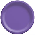 Amscan Round Paper Plates, New Purple, 6-3/4”, 50 Plates Per Pack, Case Of 4 Packs