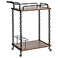Flash Furniture Uptown Wood And Industrial Iron Kitchen Serving And Bar Cart, 36-1/2"H x 29"W x 15-3/4"D, Light Oak 1 thumbnail image
