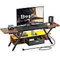 Bestier 70" Gaming TV Stand For 75" TVs, 22-1/16”H x 70-1/8”W x 15-3/4”D, Rustic Brown 1 thumbnail image