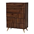 Baxton Studio Graceland Mid-Century Modern Transitional Finished Wood 5-Drawer Storage Chest, 45-15/16"H x 31-1/2"W x 15-3/4"D, Walnut Brown