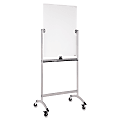 Lorell® Revolving Glass Non-Magnetic Dry-Erase Whiteboard Easel, 27 5/8" x 39 5/16", Metal Frame With Silver Finish