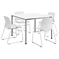 KFI Studios Dailey Square Dining Set With Sled Chairs, White/Silver 1 thumbnail image