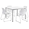 KFI Studios Dailey Square Dining Set With Sled Chairs, White/Silver