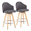 LumiSource Ahoy Fabric Counter Stools, Natural/Gray, Set Of 2 Stools 1 thumbnail image