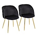 LumiSource Fran Contemporary Chairs, Black/Gold, Set Of 2 Chairs