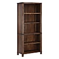 Office Star™ Baton Rouge 73"H 5-Shelf Bookcase, Brushed Walnut