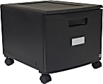 Storex Plastic 14-3/4"W x 18-1/4"D Lateral Mobile File Cabinet, 1-Drawer, Black 1 thumbnail image