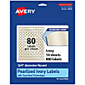 Avery® Pearlized Permanent Labels With Sure Feed®, 94504-PIP10, Round, 3/4" Diameter, Ivory, Pack Of 800 Labels 1 thumbnail image