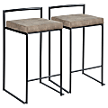 LumiSource Fuji Stacker Contemporary Counter Stools, Brown Cowboy Seat/Black Frame, Set of 2 Stools 1 thumbnail image