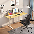 FlexiSpot E7 Pro Electric 72”W Adjustable Height Standing Desk, White/Bamboo