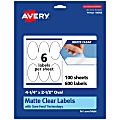 Avery® Permanent Labels With Sure Feed®, 94058-CMF100, Oval, 4-1/4" x 2-1/2", Matte Clear, Pack Of 600 1 thumbnail image