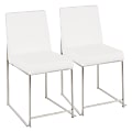 LumiSource Fuji High Back Dining Chairs, White/Stainless Steel, Set Of 2 Chairs