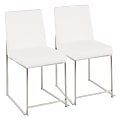 LumiSource Fuji High Back Dining Chairs, White/Stainless Steel, Set Of 2 Chairs 1 thumbnail image