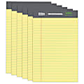 Office Depot® Brand Professional Writing Pads, 5" x 8", Narrow Ruled, 50 Sheets, 100% Recycled, Canary, Pack Of 6