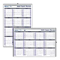 Blueline® Net Zero Carbon Laminated Erasable/Reversible Wall Calendar, 24" x 36", 30% Recycled, FSC® Certified, Black/Blue/Grey, 12-month January to December 2021