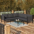 Flash Furniture Lea Steel Indoor/Outdoor Furniture Sectional With Cushions, 26-1/2"H x 85-1/4"W x 85-1/4"D, Charcoal/Black 1 thumbnail image