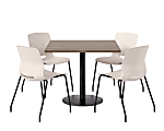 KFI Studios Proof Cafe Pedestal Table With Imme Chairs, Square, 29”H x 36”W x 36”W, Studio Teak Top/Black Base/Moonbeam Chairs