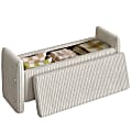 Bestier Corduroy Ottoman With Storage, 19”H x 44”W x 14”D, White 1 thumbnail image