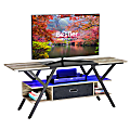 Bestier 55" LED Gaming TV Stand For 65" TV With Drawer & Storage Shelf, 22”H x 55-1/8”W x 15-3/4”D, Gray Wash