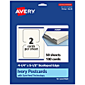 Avery® Printable Postcards With Sure Feed® Technology, 95278-MIC50, Rectangle Scalloped, 4.25" x 5.5", Matte Ivory, Pack Of 100 1 thumbnail image