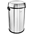 Elama 17-Gallon Swing Lid Stainless Steel Cylindrical Trash Bin, 27-1/4”H x 15-1/4”W x 16-7/16”D, Silver