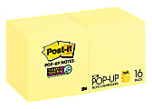 Post-it Super Sticky Pop-Up Notes, 3 in x 3 in, 16 Pads, 90 Sheets/Pad, 2x the Sticking Power, Canary Yellow