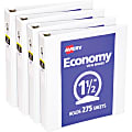 Avery® Economy View Binder, 1 1/2" Ring, 8 1/2" x 11", White, Pack Of 4