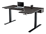 Realspace® Koru Electric 59"W L-Shaped Height-Adjustable Standing Desk with Integrated Power & Charging, Espresso Oak
