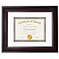Plastic Document Frame, 11" x 14" Matted To 8 1/2" x 11", Burgundy Burl/Black Accent Bevels 1 thumbnail image