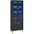 Bestier 65"H 5-Shelf LED Lit Glass Door Storage Cabinet, Adjustable Shelves Bookcase, Display Cabinet for Home Office, Black 1 thumbnail image