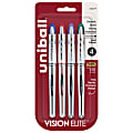 uni-ball® Vision™ Elite™ Liquid Ink Rollerball Pens, Bold Point, 0.8 mm, White Barrel, Assorted Ink Colors, Pack Of 4