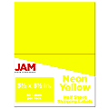 JAM Paper® Half-Page Mailing And Shipping Labels, Rectangle, 5-1/2" x 8-1/2", Neon Yellow, Pack Of 50 Labels