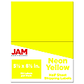 JAM Paper® Half-Page Mailing And Shipping Labels, Rectangle, 5-1/2" x 8-1/2", Neon Yellow, Pack Of 50 Labels 1 thumbnail image