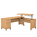 Bush Furniture Somerset 3 Position Sit to Stand L Shaped Desk, 72"W, Maple Cross, Standard Delivery