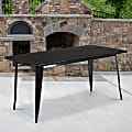 Flash Furniture Commercial Grade Indoor/Outdoor Metal Table, 29-1/2”H x 31-1/2”W x 63”D, Black