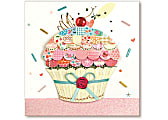 Viabella Birthday Greeting Card With Envelope, Cherry Cupcake, 5" x 7"