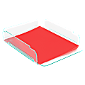 Lorell® Acrylic Single Stacking Letter Tray, For * 1/2" x 11" Use, Clear/Green Edge 1 thumbnail image