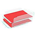 Lorell® Acrylic Stacking Letter Trays, For * 1/2" x 11" Use, Clear/Green Edge, Set Of 2 1 thumbnail image