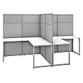 Bush Business Furniture Easy Office 60"W 2-Person L-Shaped Cubicle Desk With 66"H Panels, Pure White/Silver Gray, Standard Delivery 1 thumbnail image