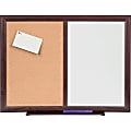 Lorell® Non-Magnetic Melamine Dry-Erase Whiteboard Cork Combo Board, 48" x 36", Mahogany Wood Frame