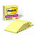 Post-it Super Sticky Notes, 4 in x 4 in, 6 Pads, 90 Sheets/Pad, 2x the Sticking Power, Canary Yellow, Lined