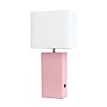 Lalia Home Lexington Table Lamp With USB Charging Port, 21"H, White/Pink 1 thumbnail image