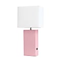 Lalia Home Lexington Table Lamp With USB Charging Port, 21"H, White/Pink
