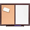 Lorell® Non-Magnetic Melamine Dry-Erase Whiteboard Cork Combo Board, 24" x 18", Mahogany Wood Frame 1 thumbnail image