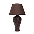 Creekwood Home Essentix Ceramic Textured Imprint Winding Table Lamp, 20-1/8"H, Brown Shade/Brown Base
