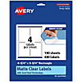 Avery® Permanent Labels With Sure Feed®, 94254-CMF100, Rectangle, 4-3/4" x 3-3/4", Matte Clear, Pack Of 400 1 thumbnail image