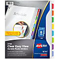 Avery® Clear Easy View™ Plastic Dividers, 8-Tab, Multicolor